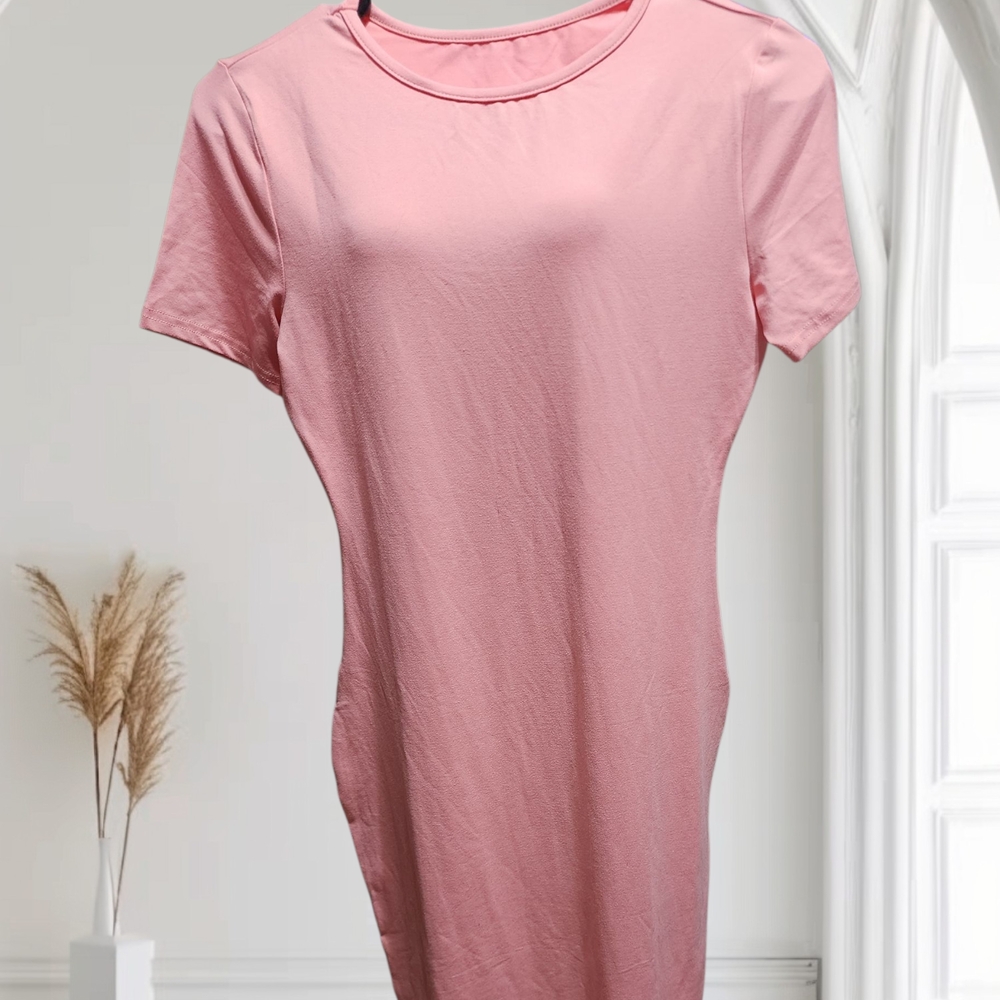 Pink Short Sleeve  Maternity Dress